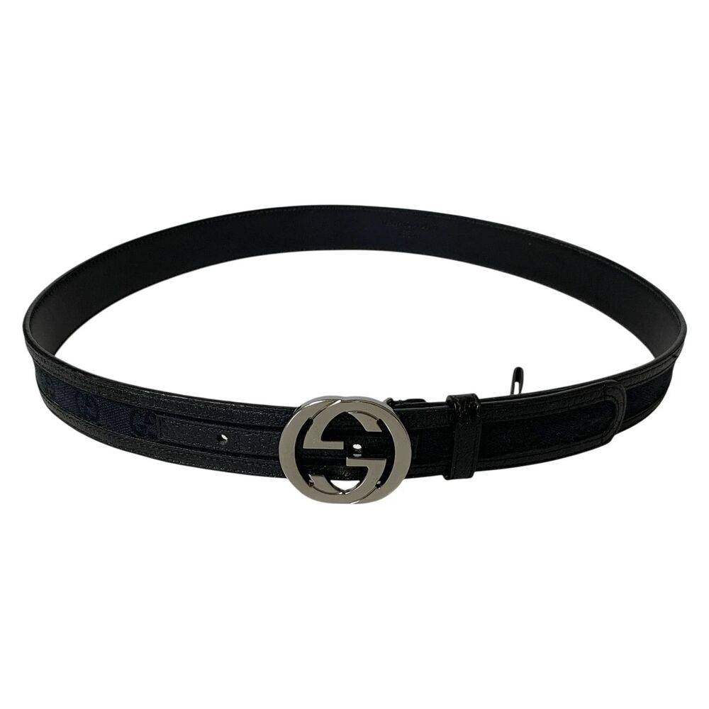 Gucci black monogram Belt authentic with COA 85 cm 34”